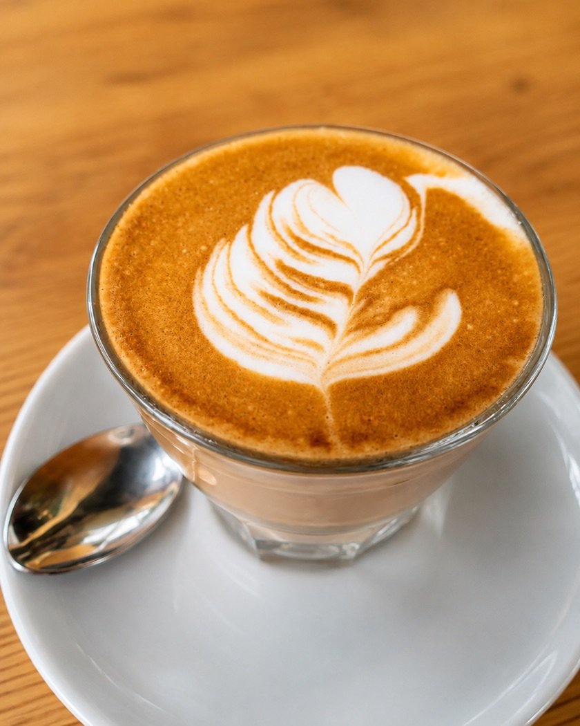 Cappuccino mit Latte-Art in Herzform